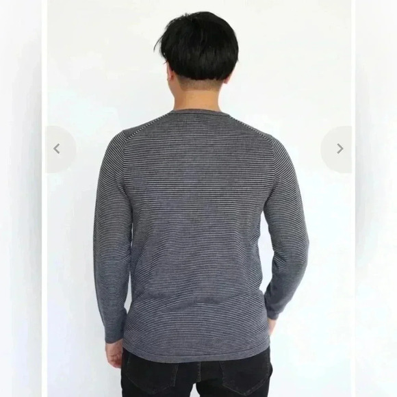 PATRICK ASSARAF STRIPED CREWNECK MERINO WOOL SWEATER NEW - Picture 5 of 6